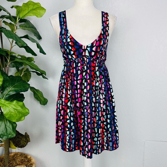 NWT Roxy Abstract Mosaic Circle Summer Colorful Open Back Dress - Picture 1 of 6